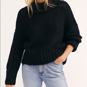 Free people xs black chunky knit sweater my only sunshine